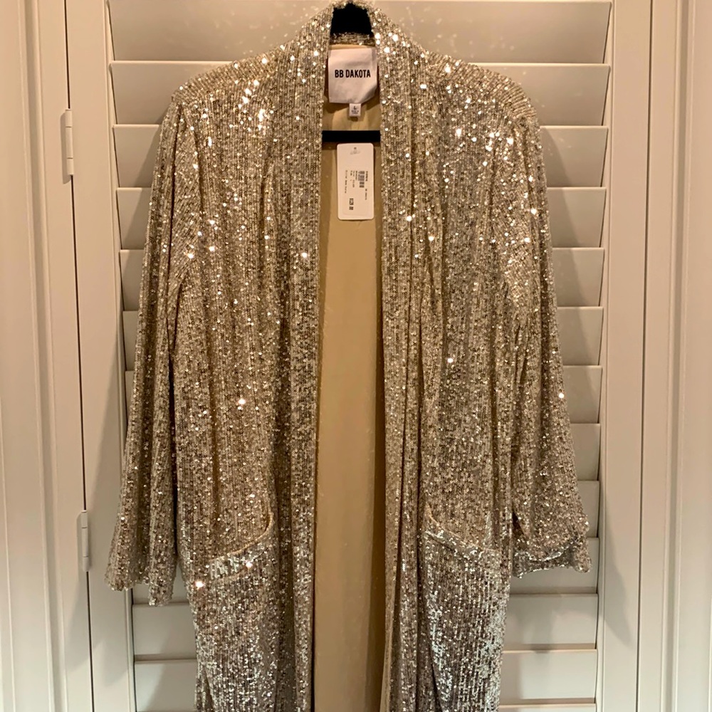 BB Dakota Silver Sequin Cardigan